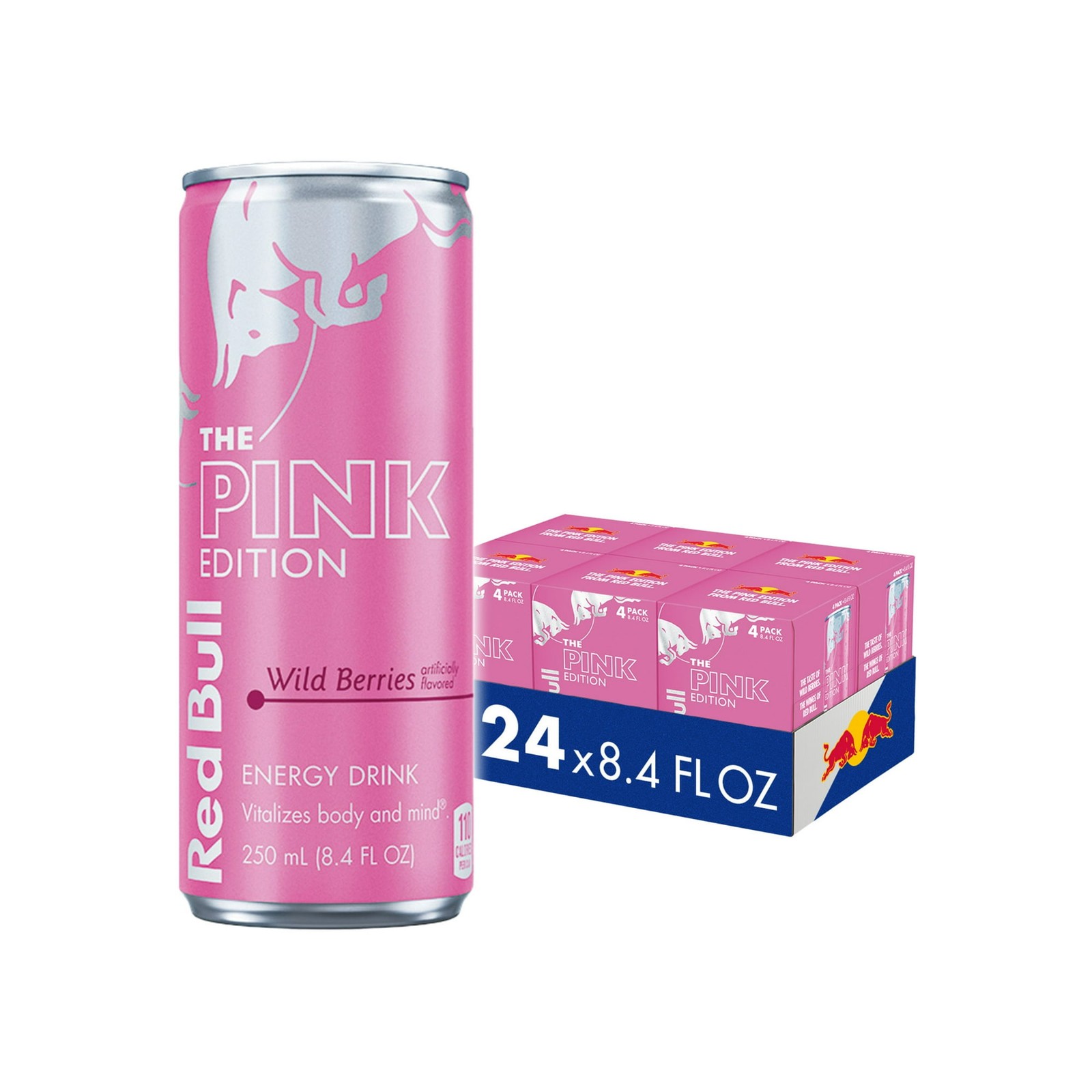 Red Bull Pink Edition Energy Drink, Wild Berries, 8.4 fl. oz., 6 x 4 Cans, Pack 