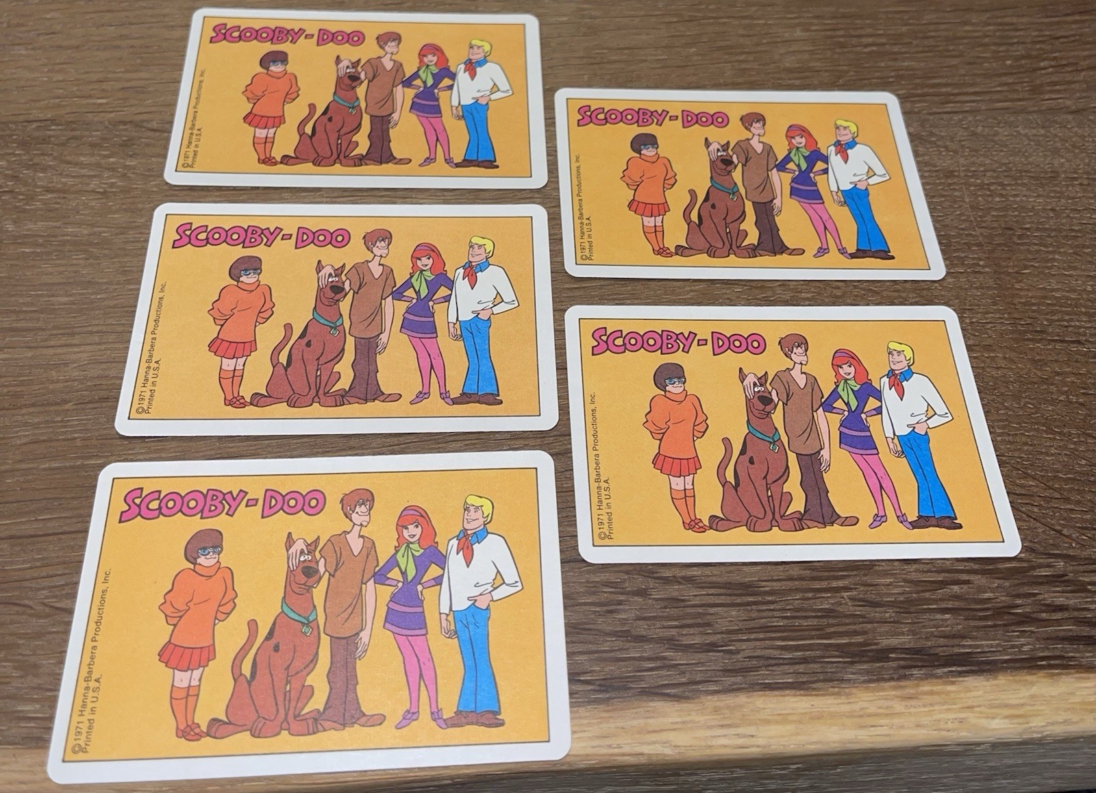 5 SCOOBY-DOO ROOKIE CARDS 1971 MATTEL COMIC CARTOON CARDS RARE (SEE PHOTOS)