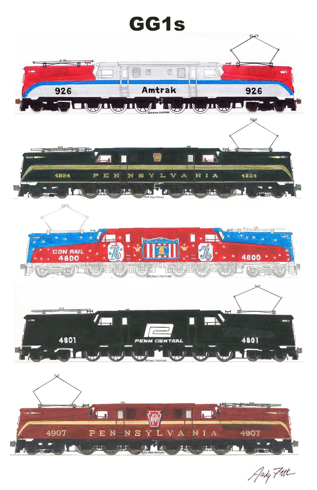 Various GG1s Pennsylvania Railroad, PC 11\