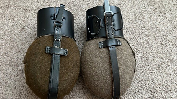 2 WWII German Canteen ATF Replicas With Cups & Straps/ Excellent Condition