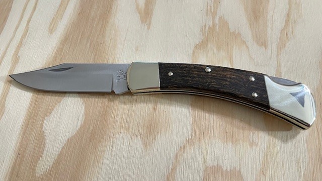 Buck 110USA Ebony WOOD Handle Folding Hunting Knife Lockback without Sheath-----