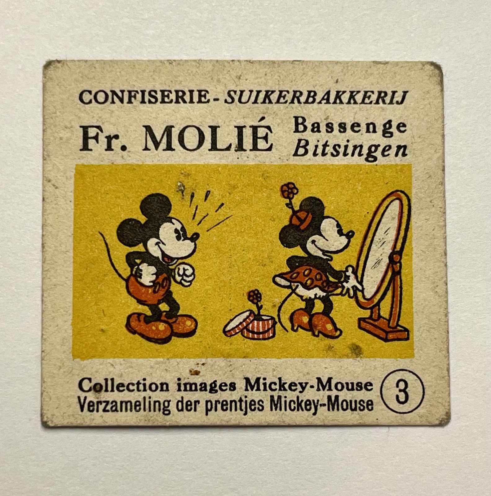 1935 Fr. Molie #3 Mickey Mouse & Minnie by Mirror card BELGIUM - ULTRA RARE