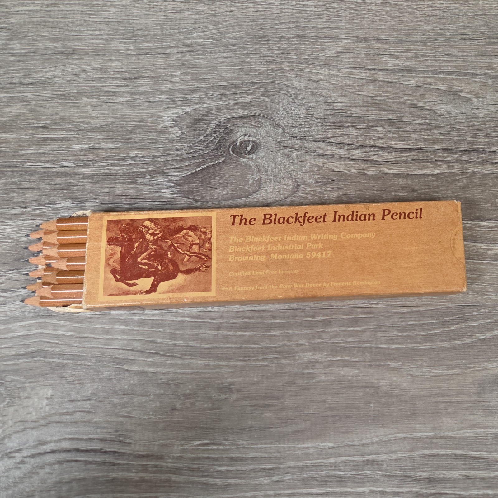 VTG Blackfeet Indian Writing Company 12 Pencils #2 Original Box Pre-Sharpened 
