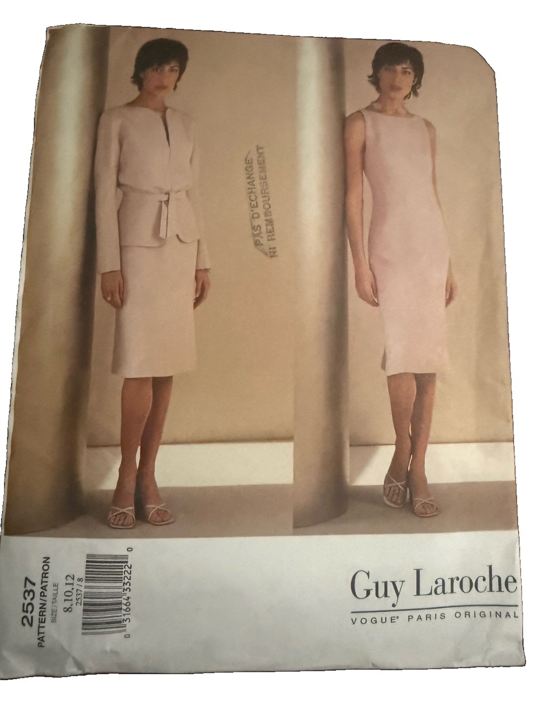 Vintage Vogue #2537 Guy Laroche Size 8, 10, 12
