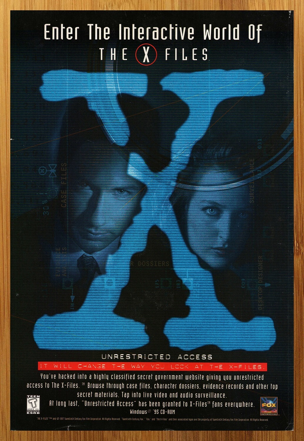 1997 The X-Files Unrestricted Access CD-ROM PC Print Ad/Poster Official Art 90s