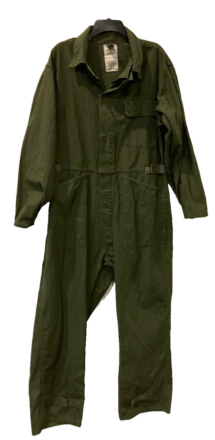 Coveralls Men\'s Cotton Sateen Type I 90s VTG Olive Green USGI Size Large