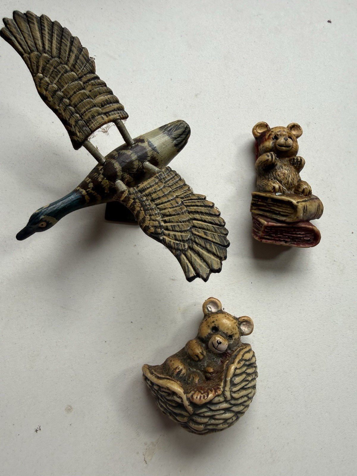 Vintage Made in Taiwan Fridge Magnets Lot Bear Duck Goose Moving Wings Resin