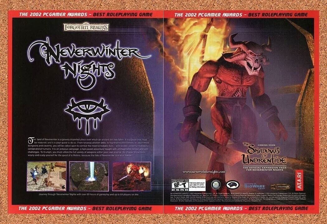 2003 Neverwinter Nights The Shadows Of Undrentide PC Original Ad / Promo v1