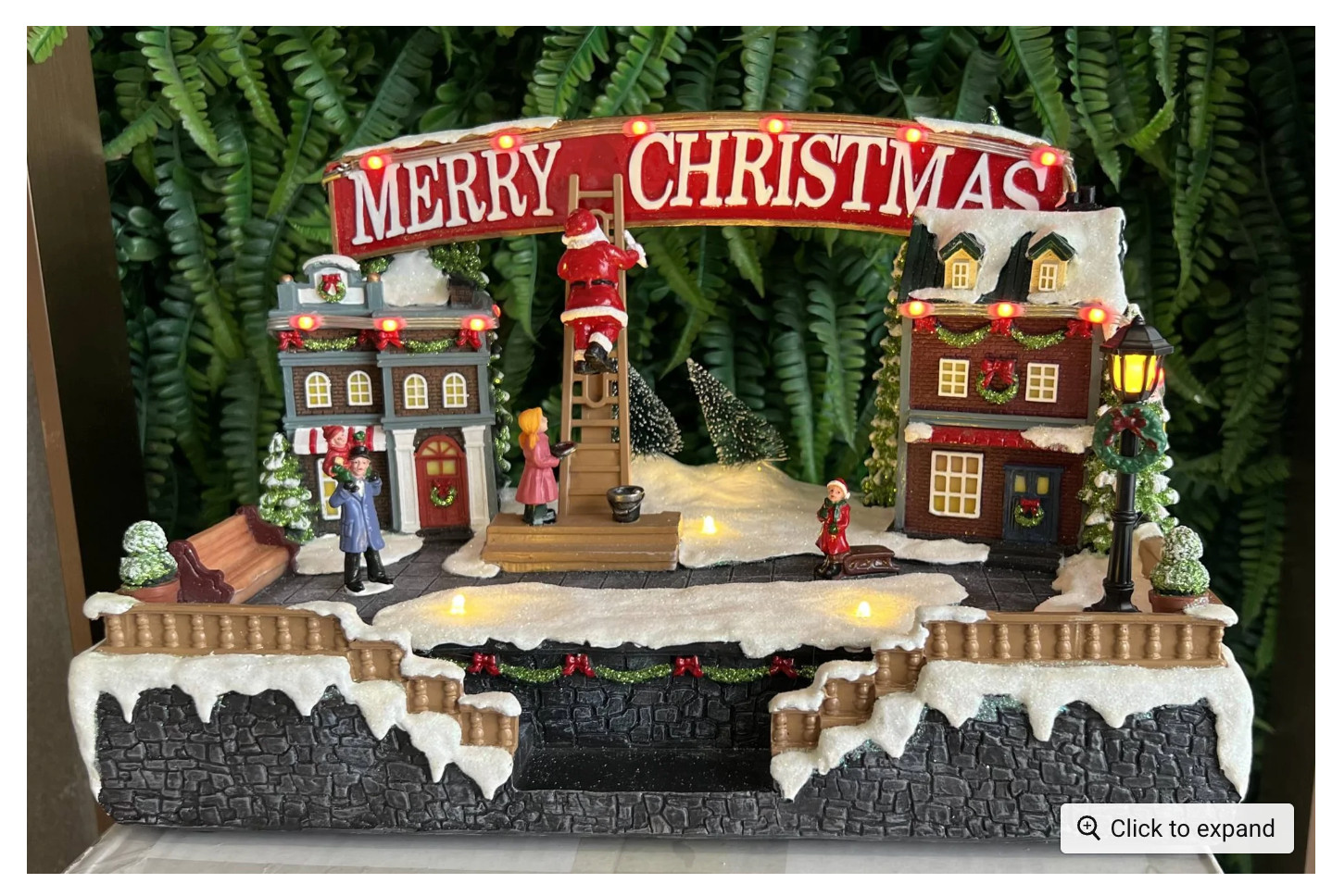 Christmas resin craft ornaments village square with LED lights Santa up and down