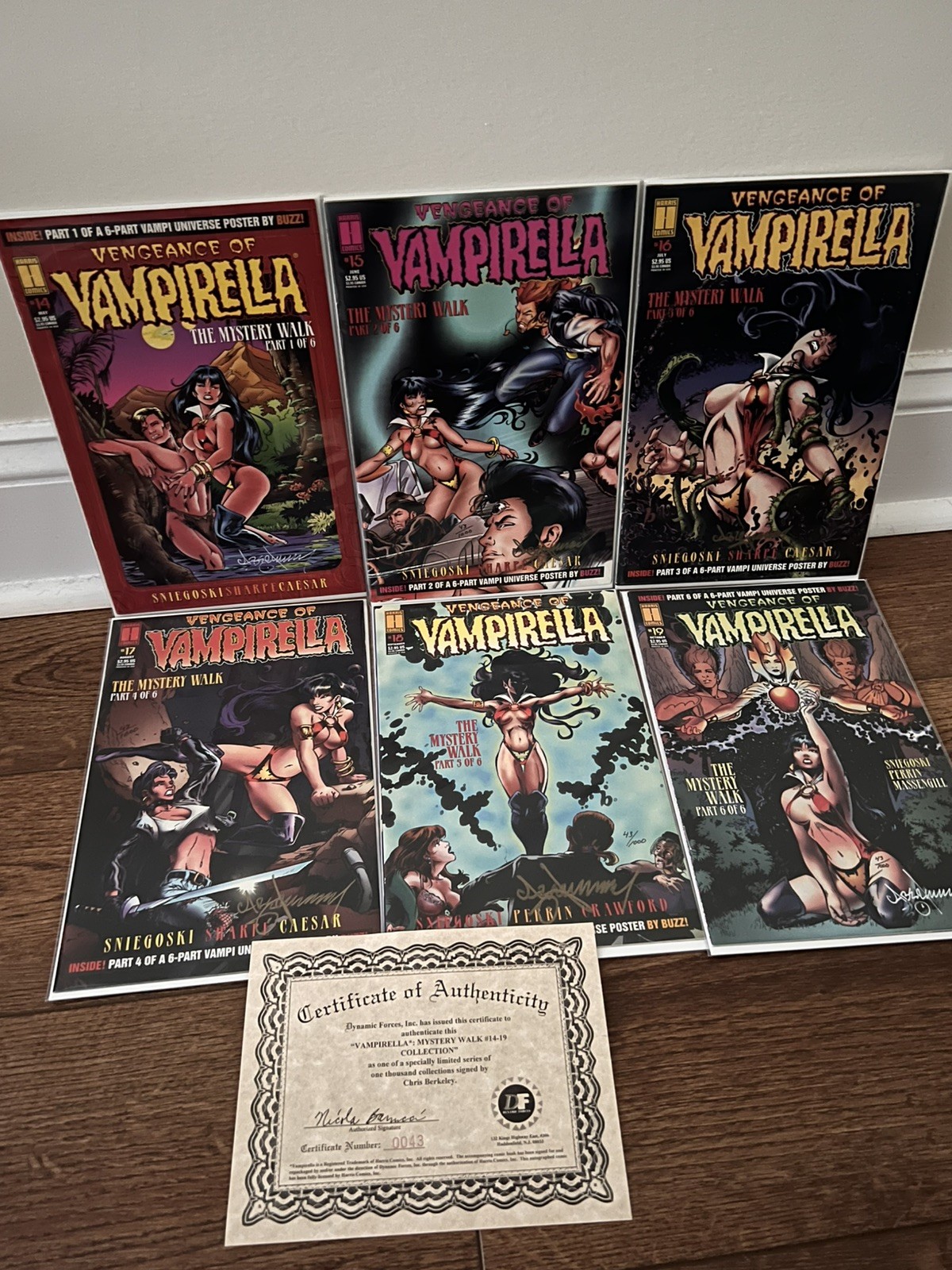 1995 Vampirella Mystery Walk 1-6  Autographed #\'d COA 34/1000 NM Harris LOT