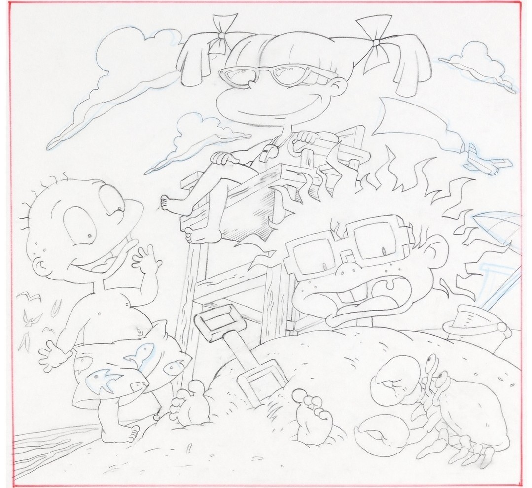 Original Rugrats Official Nickolodean Magazine Drawing & Bonus Framed Art Print
