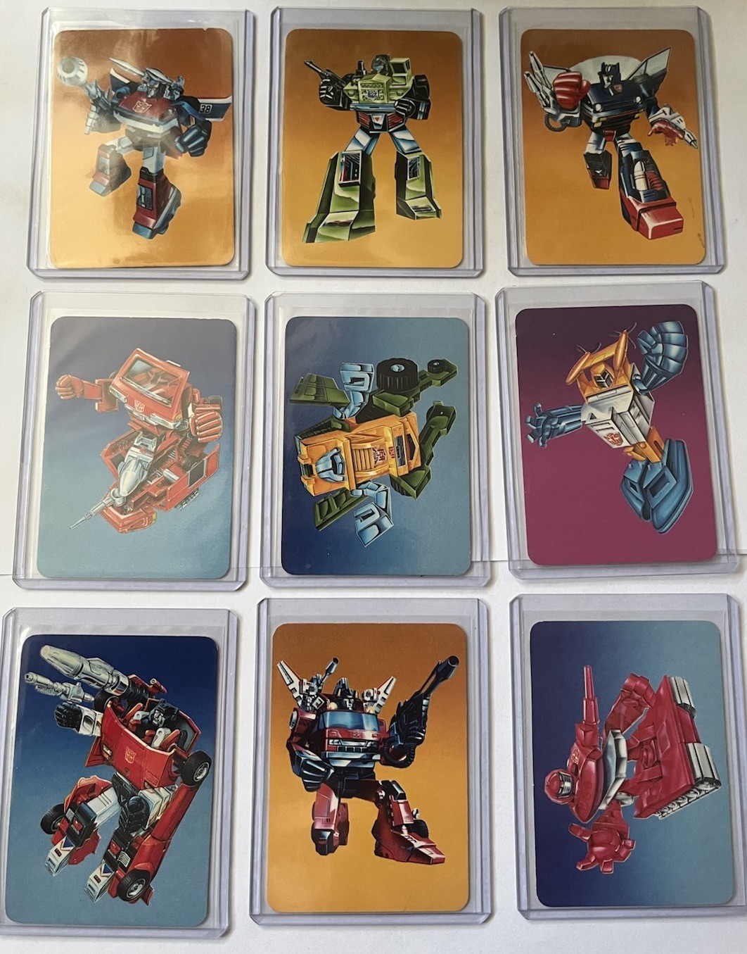 1985 Transformers Hasbro G1 Trading Cards Lot of (9)-POOR Long Haul,Brawn-HTF