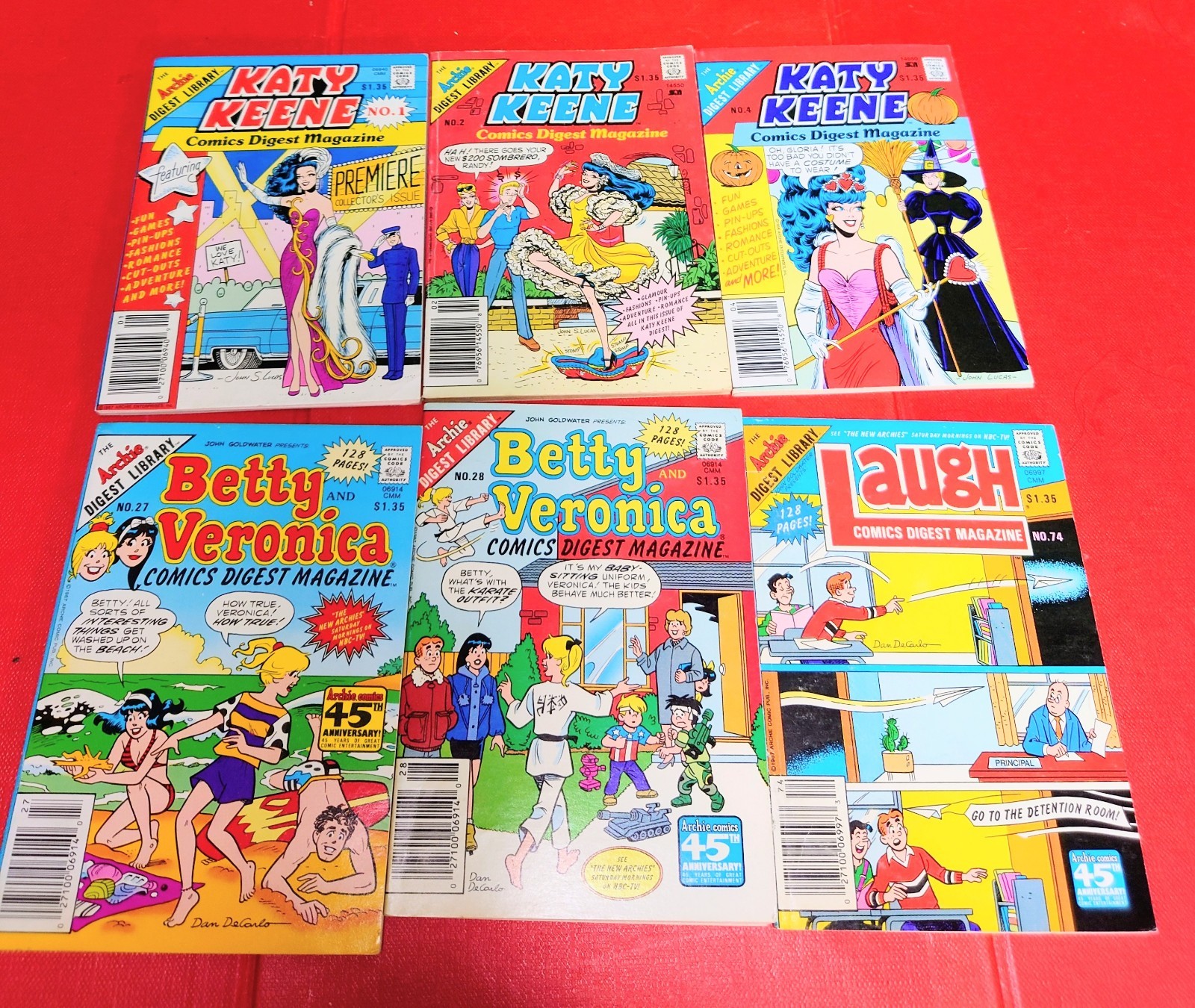 Vintage Katy Keene Digest Comics #1, 2, 4; Betty & Veronica, Laugh 80s Lot Of 6 
