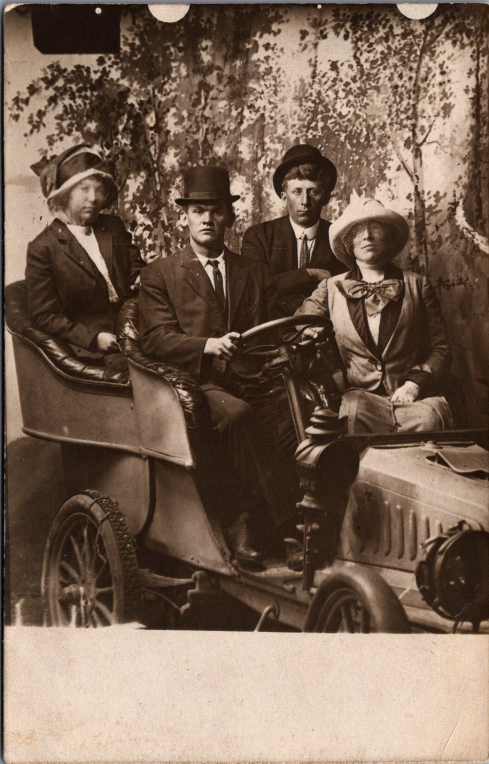 RPPC Early 1900s Family in Auto Car H. Tarrr. Pikes Peak Studio Coney Island NY