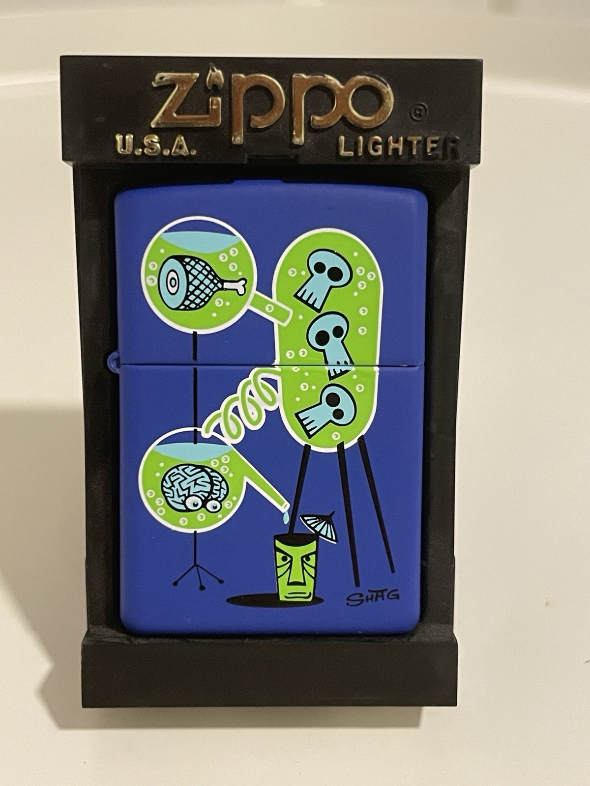 Shag Zippo The Laboratory Josh Agle Flamerite VTG New In Case Rare Collectible