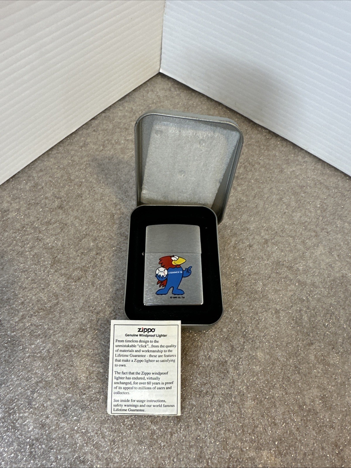 1997 Zippo Lighter  FIFA 98  Footix France World Cup soccer Tournament 