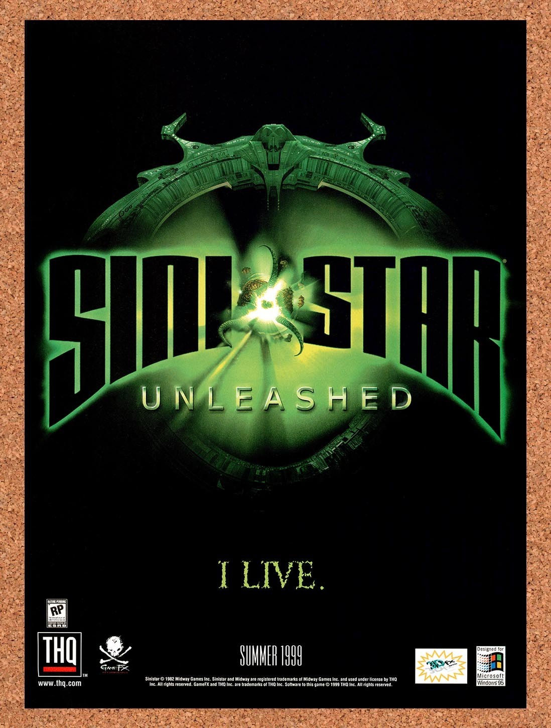1999 Sinistar Unleashed PC Original Advertisement / Retro Promo v1