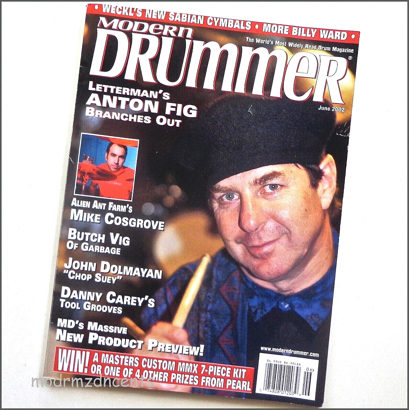 MODERN DRUMMER - June 2002 - ANTON FIG - DAVID LETTERMAN + Butch Vig of Garbage