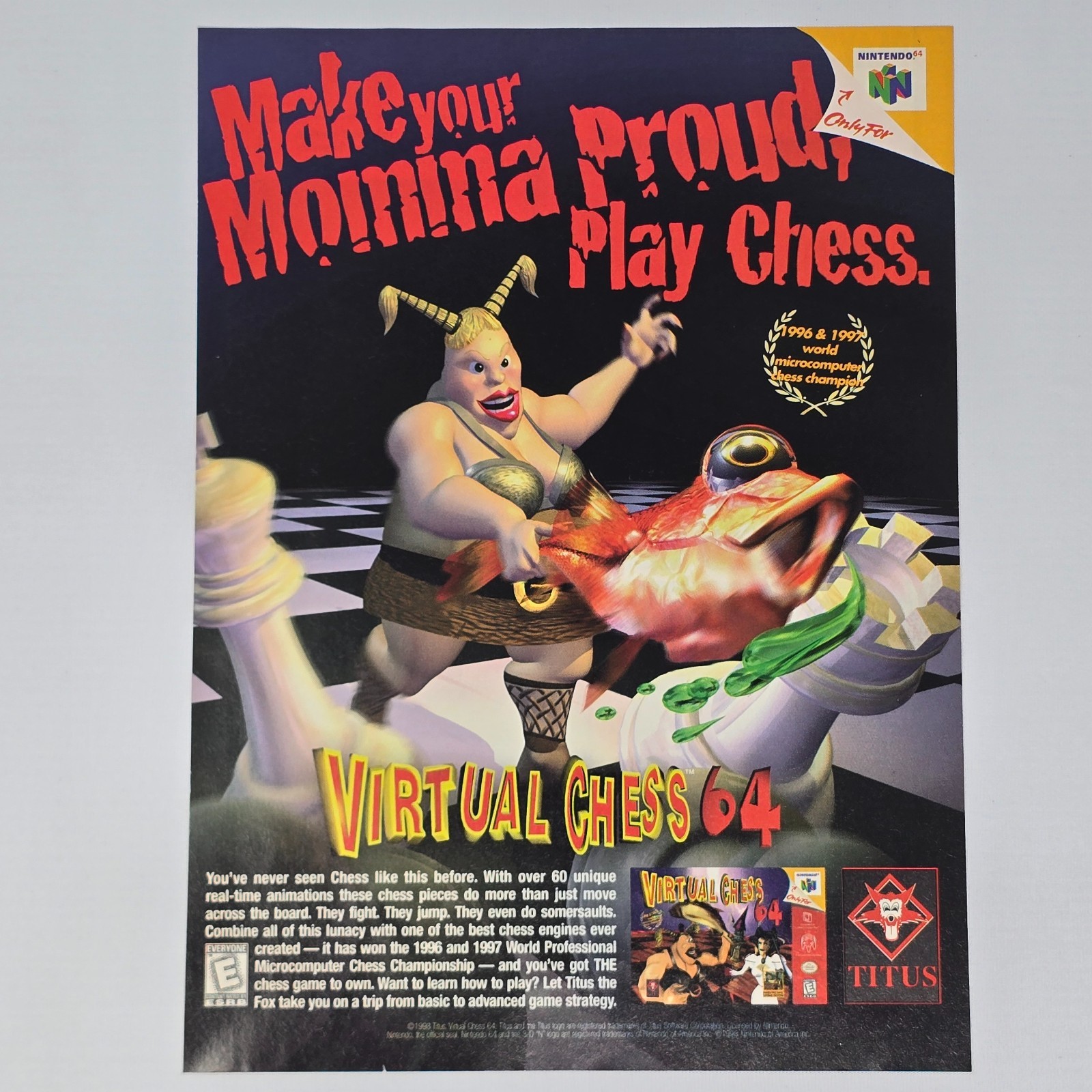 Virtual Chess 64 Nintendo 64 N64 Proud Print Ad/Poster