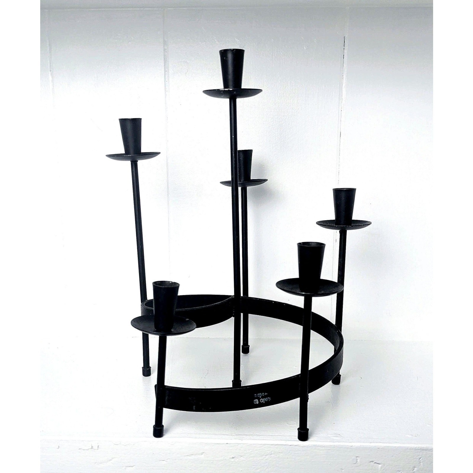Vintage MCM Gunnar Ander Swedish Nordic Metal Candlestick Holder Candelabra