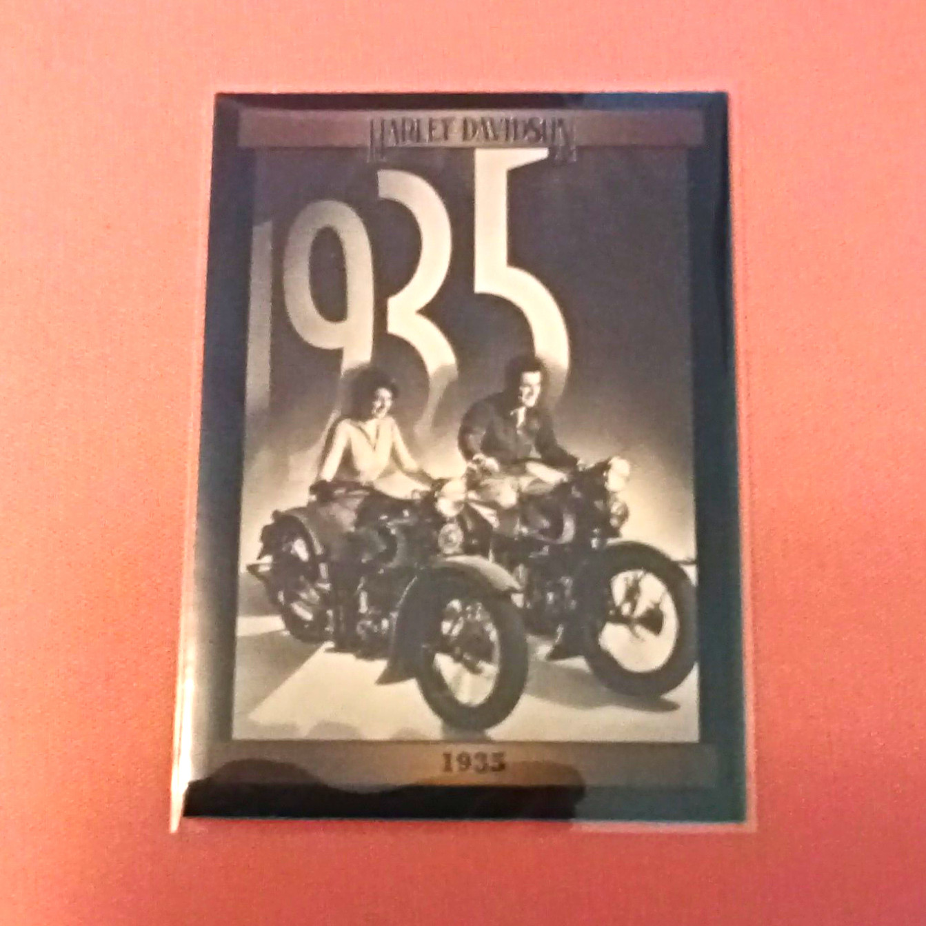 Harley-Davidson 1935 Collectible Photo Plaque / Card (Front & Back Shown)
