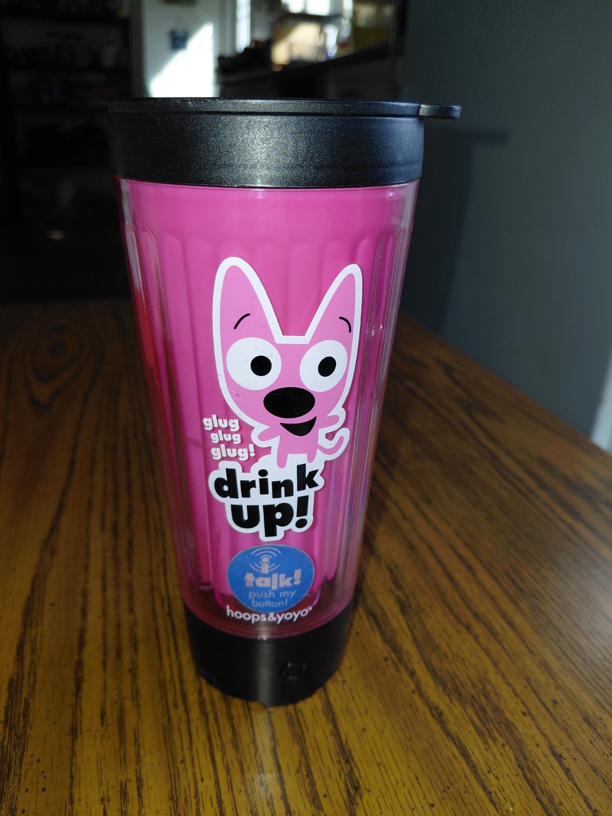 Hoops & Yoyo Drink Up Talking Travel Mug Hallmark Tumbler Cup WORKS (see photos)