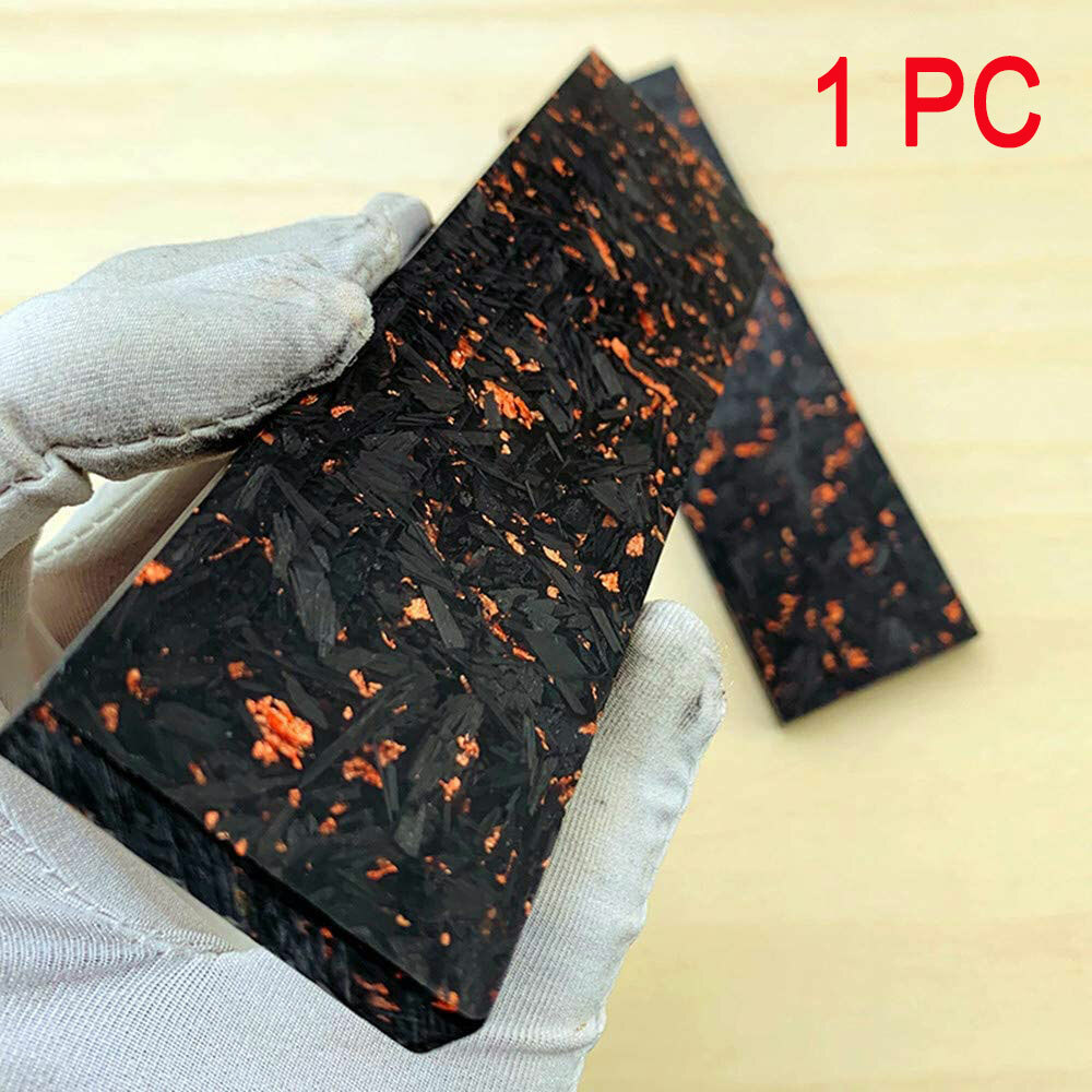 1/2X Carbon Fiber Marbled Copper Resin Knife Handle Material Scales Slab Blank