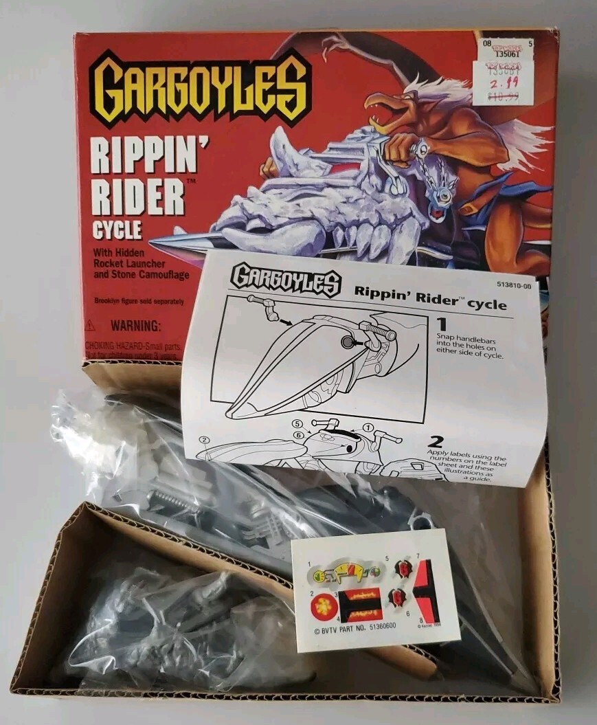 GARGOYLES RIPPIN' RIDER CYCLE ROCKET STONE VINTAGE 1995 KENNER MOTORCYCLE MODEL