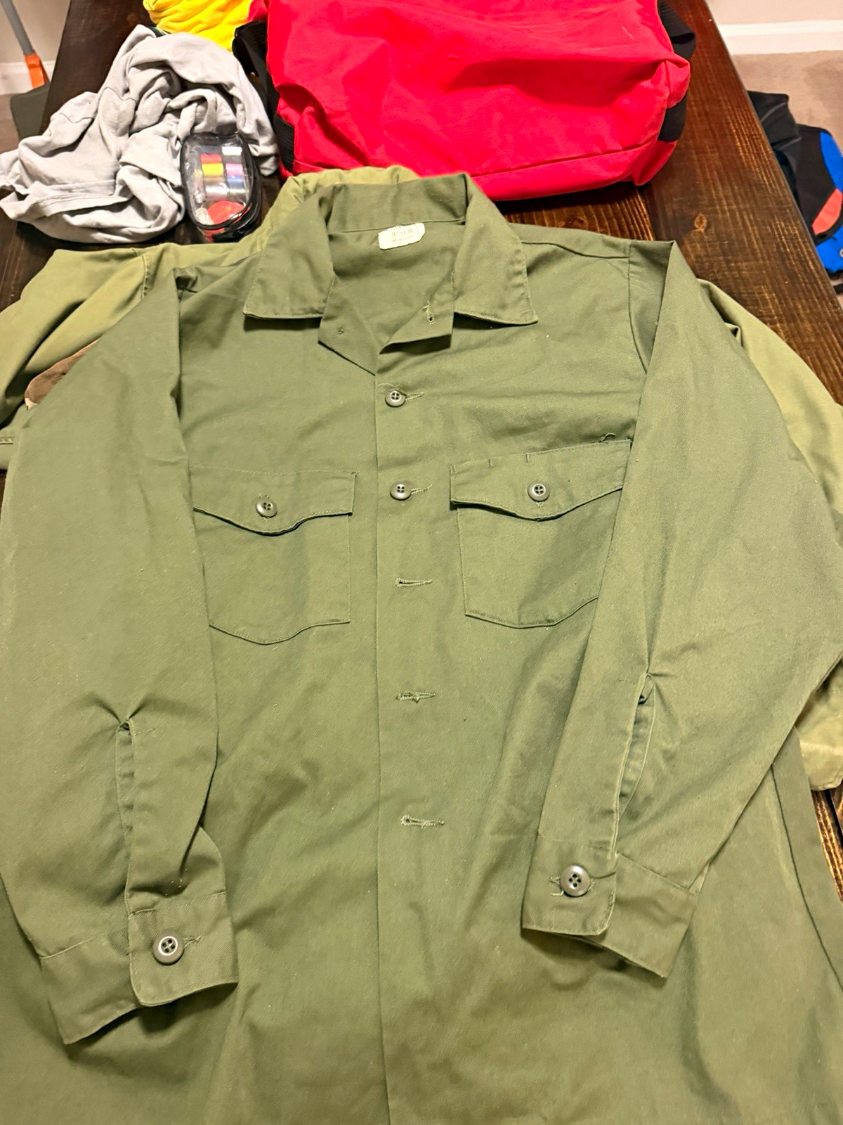 Military Olive Drab Uniform Shirt 16 1/2 x 34 Militaria Theme