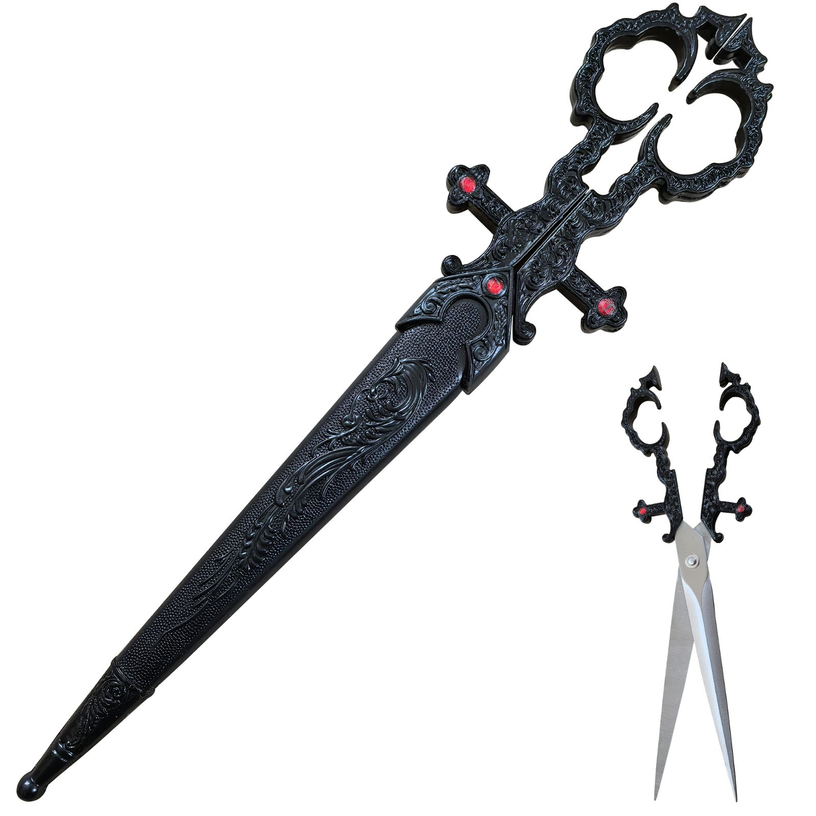 10.2in Mini Short Sword/Medieval Scissors Sword/Metal Blade/Collectible/Black