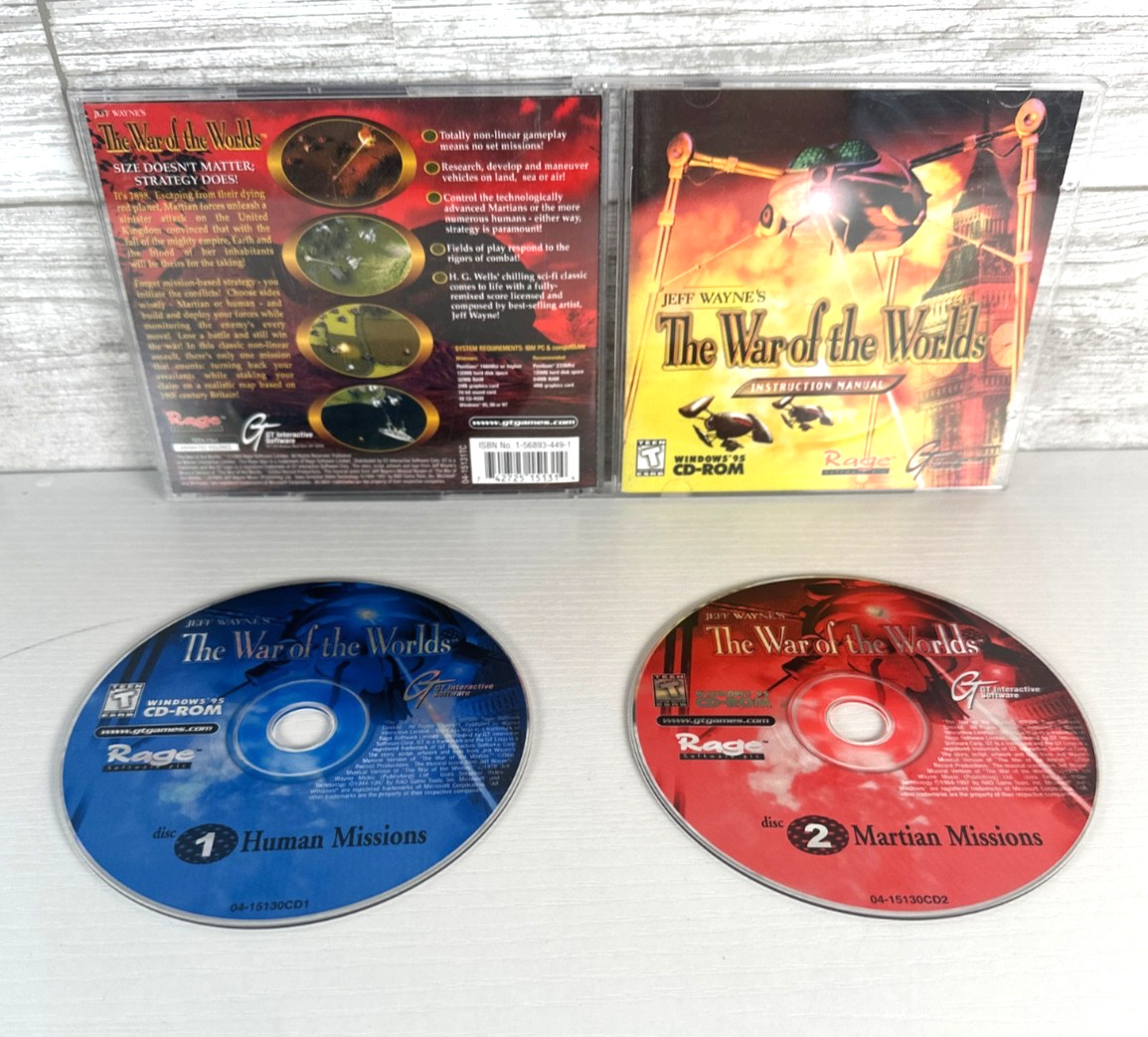 Jeff Wayne's WAR OF THE WORLDS Game 2 CD ROM Windows 95, Manual Vintage PC Game