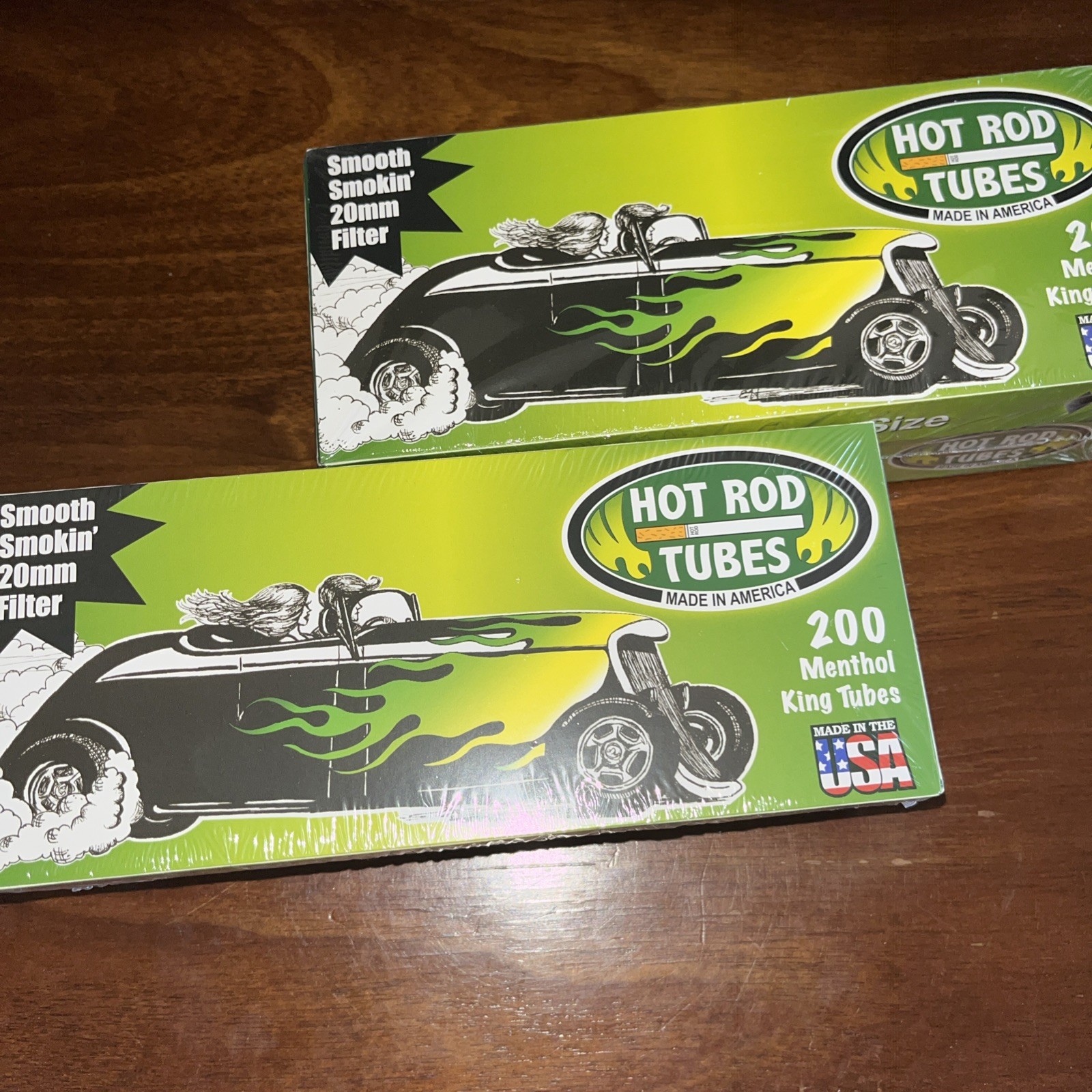 2x Hot Rod Tubes 200 Menthol King Tubes Made In The USA Sealed New