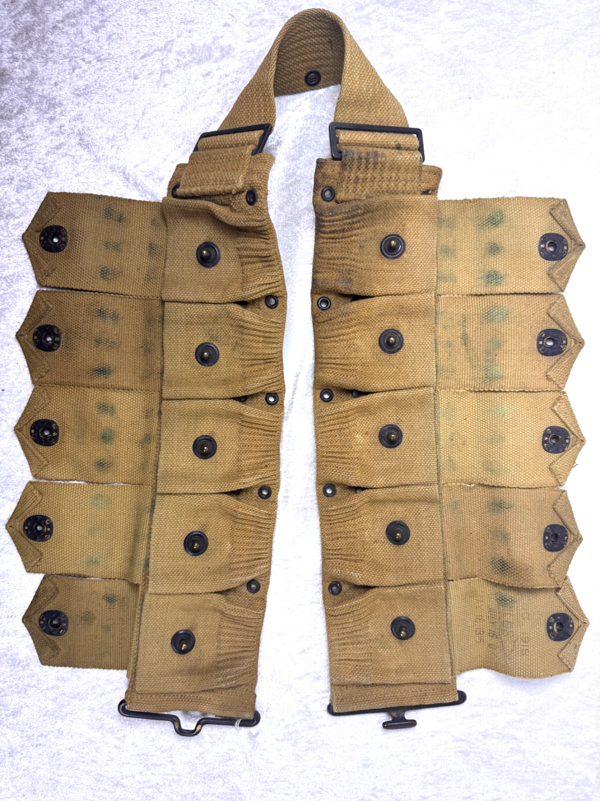 ORIGINAL WWI US ARMY M1910 MILLS CARTRIDGE BELT – 10 POCKET AMMO POUCH – 1915