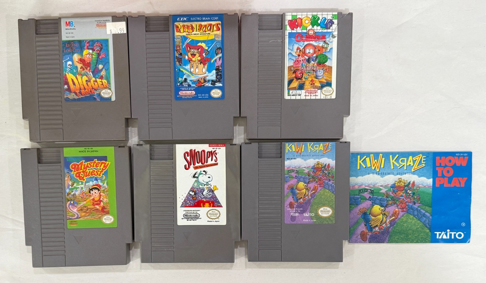 Nintendo NES Games Lot - Kiwi Kraze, Kickle Cubicle, Digger T. Rock - Working