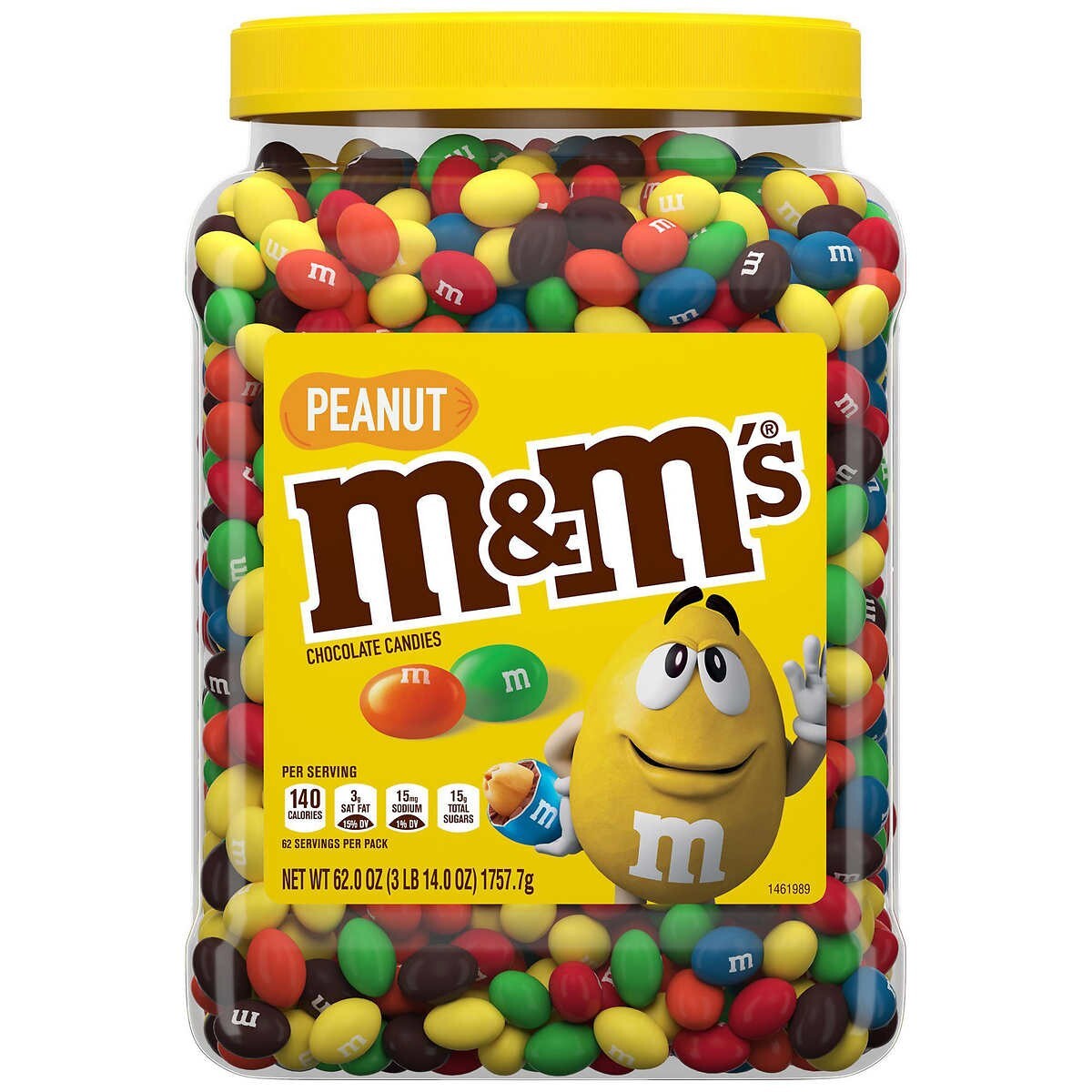 M&M'S Peanut Milk Chocolate Candy Bulk Jar (62 oz) - Colorful candy Always Fresh