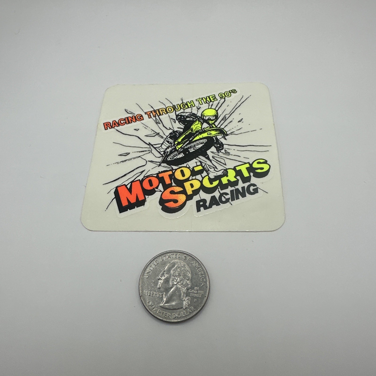 Vintage Racing Through the 90s Moto-Sports Racing Sticker Motocross Neon Decal
