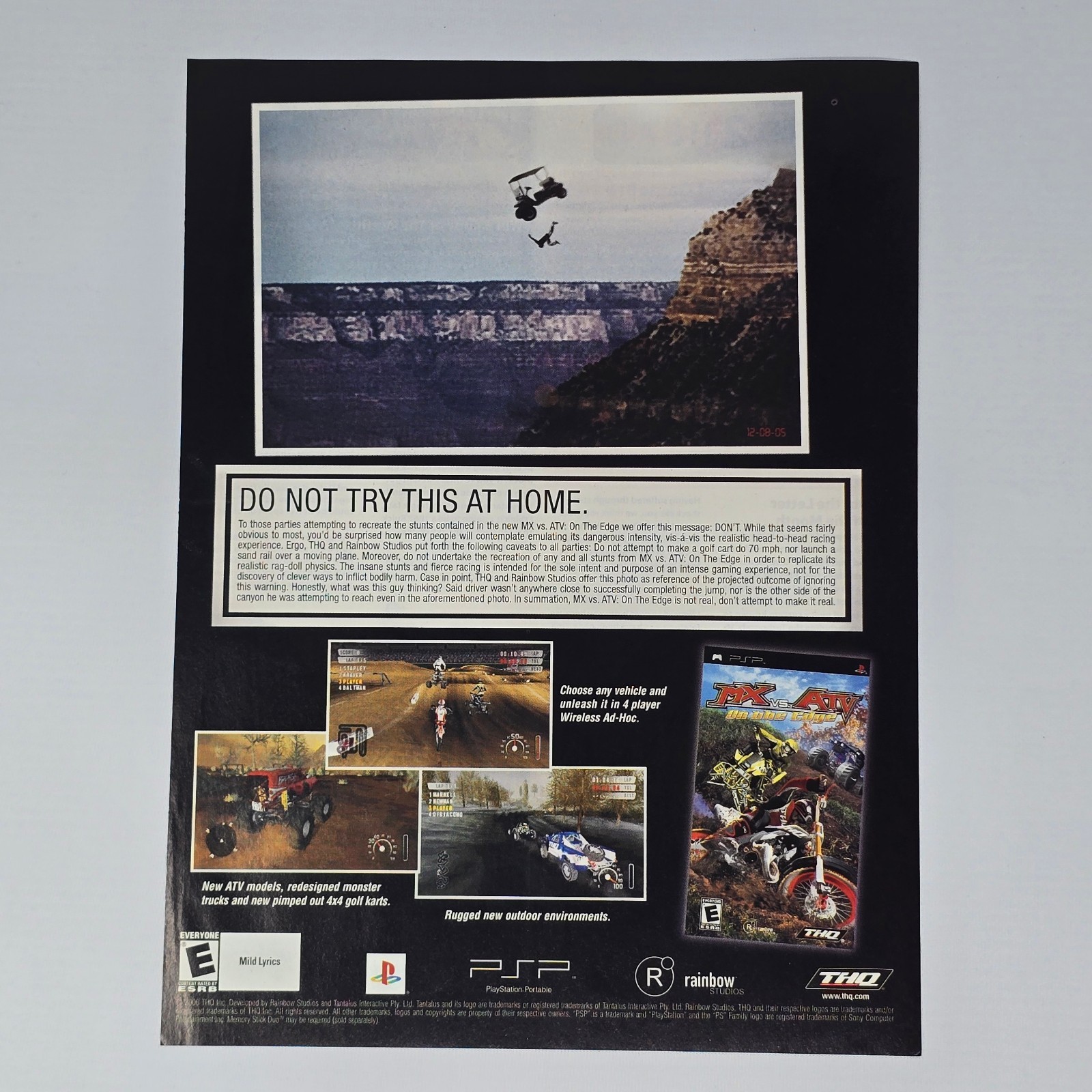 MX vs ATV On the Edge Sony PSP Don't Try This At Home Print Ad/Poster Promo Art