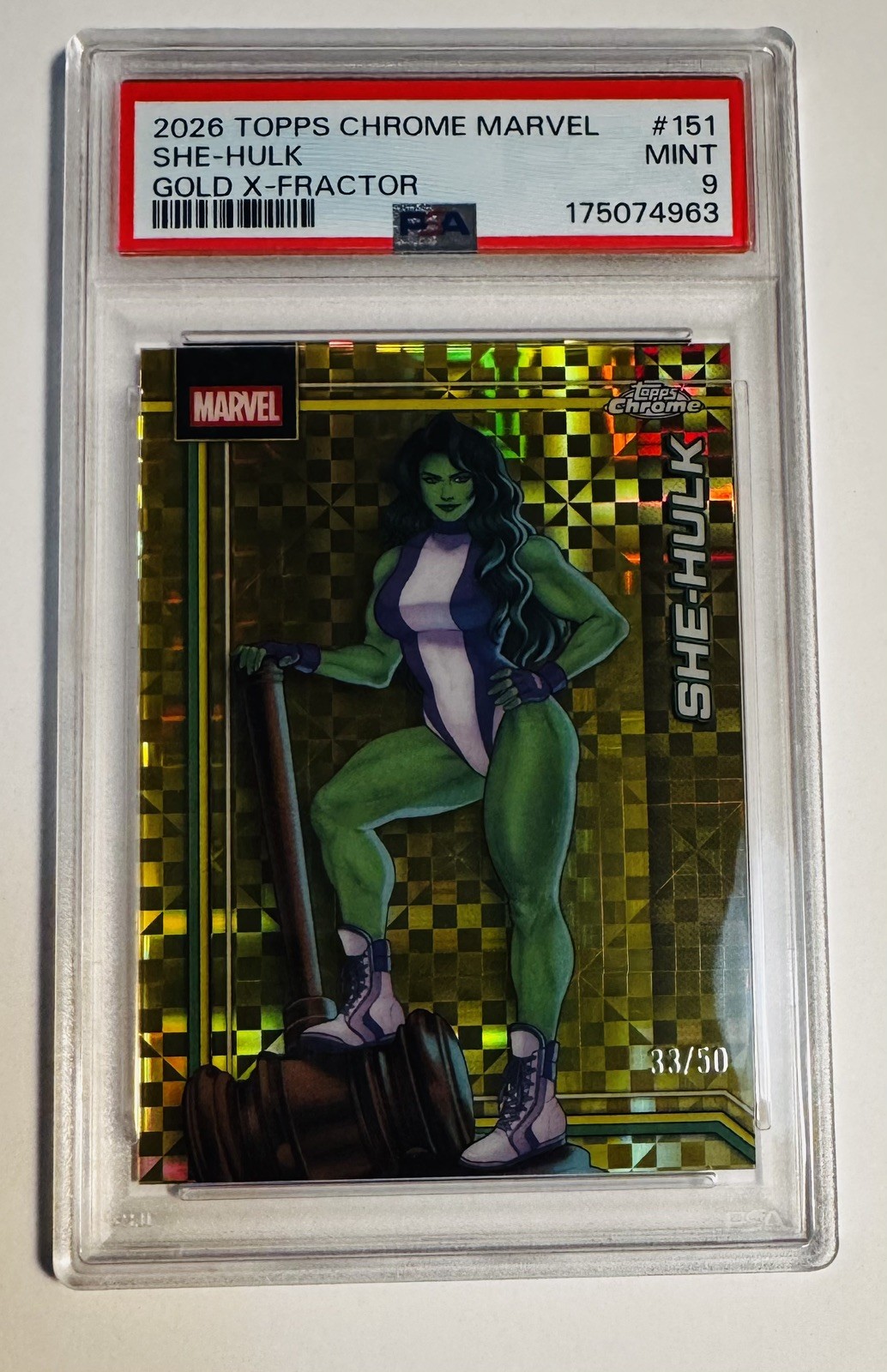 Topps 2026 Topps Chrome Marvel She-Hulk Gold X-Fractor  33/50 PSA 9 POP 1