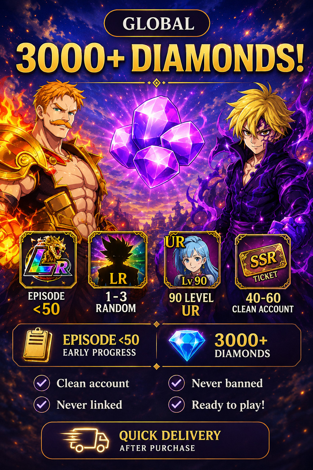 Seven Deadly Sins Grand Cross | 3000 GEMS | Random Units | 7DS GLOBAL