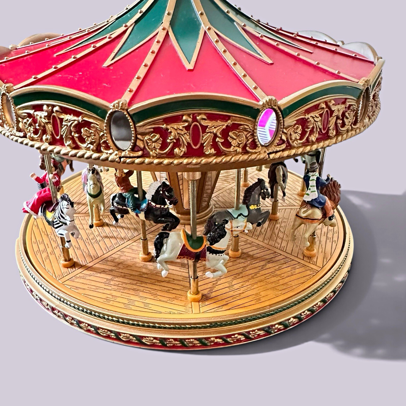 Vintage Mr. Christmas Holiday Around The Carousel Animated Musical -WITH adapter
