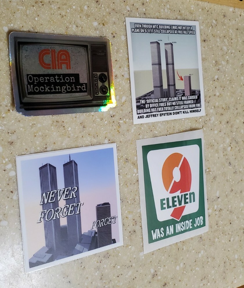 Alex Jones Jason Bermas Inspired Stickers 9-11 Operation Mockingbird WTC 7 lot 4