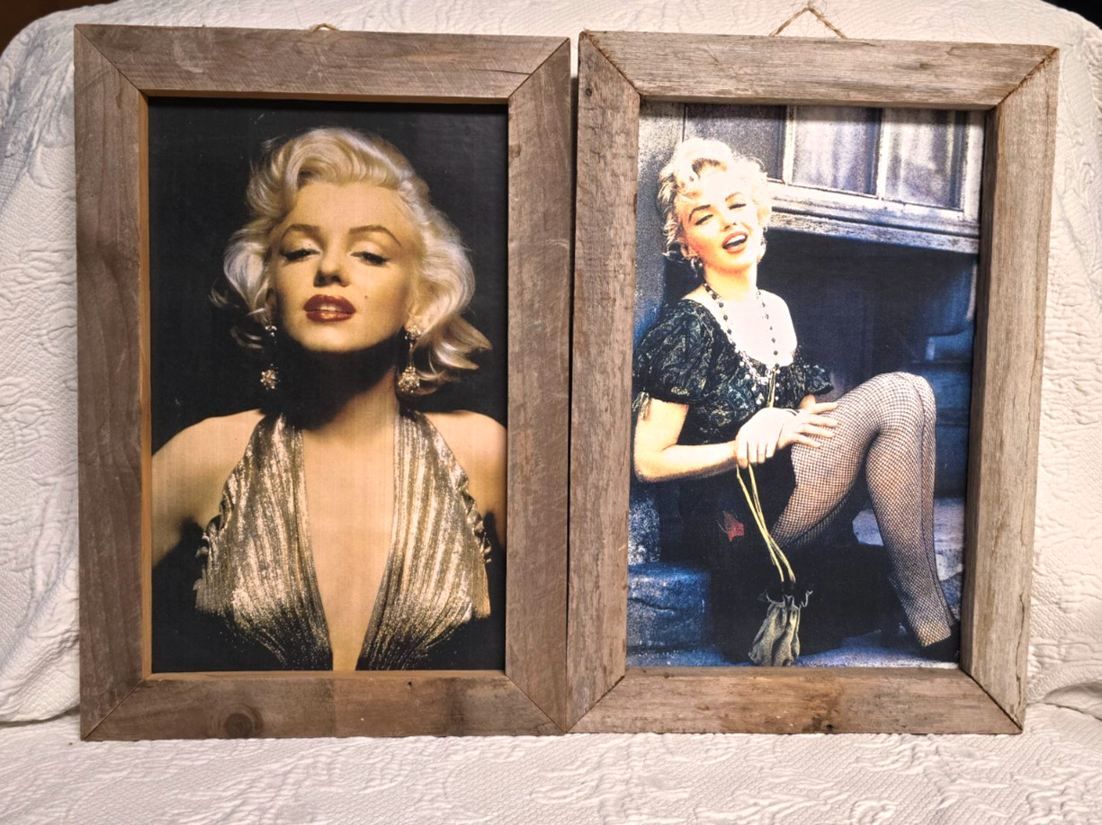 Set of 2 Framed Marilyn Monroe 13 x 19  Vintage Photo Wood Frames