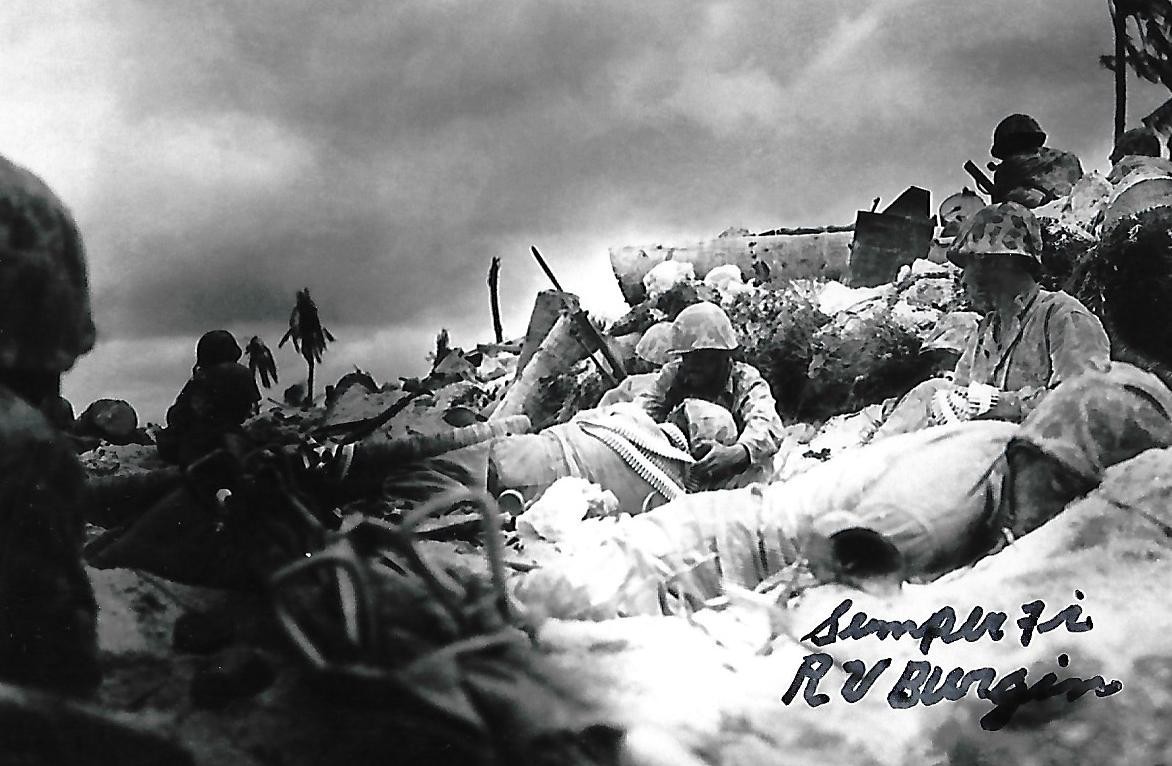 R.V. Burgin autographed 4x6 photo WW II Battle of Okinawa Pacific Theater LOOK