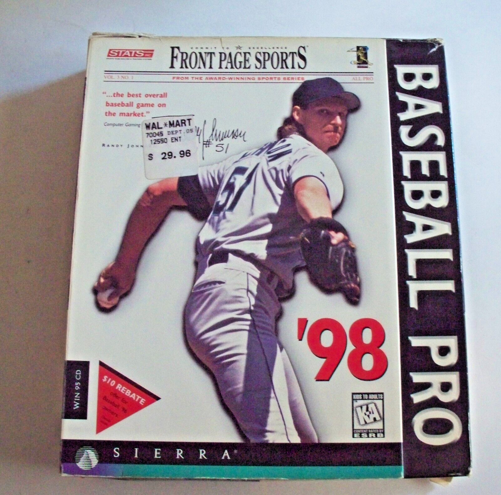 VTG Front Page Sports Baseball Pro '98 Big Box PC Complete in Box Windows 95