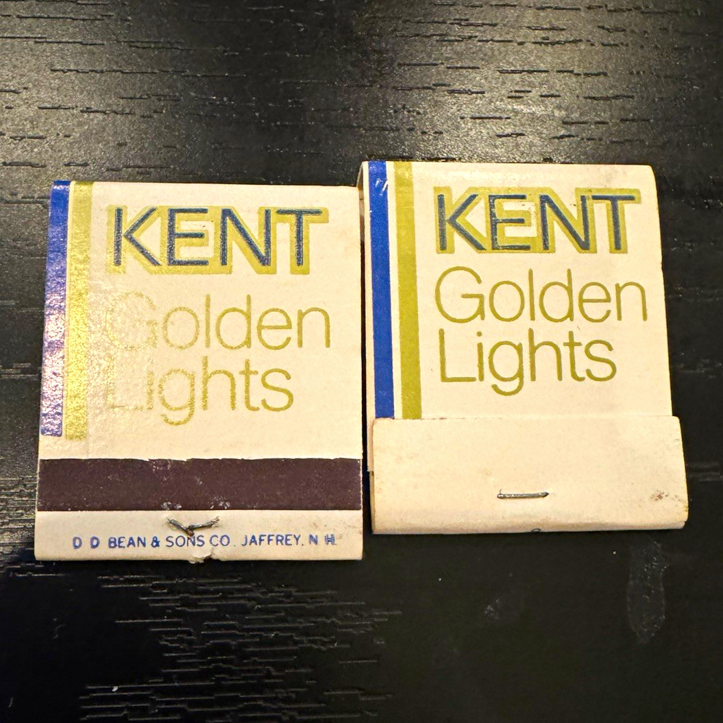 2 Vintage Kent Golden Lights Cigarette Matchbooks Full Unstruck Tobacco Advertis