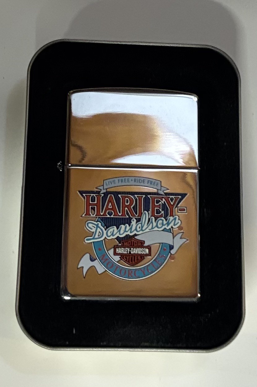 Vintage 2000 Harley Davidson Live Free Ride Free HP Chrome Zippo Lighter New