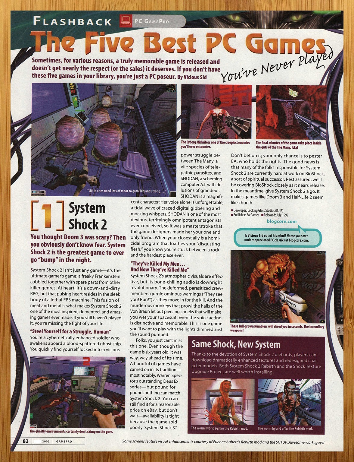 2005 System Shock 2 PC Vintage Print Ad/Poster Authentic Computer Video Game Art