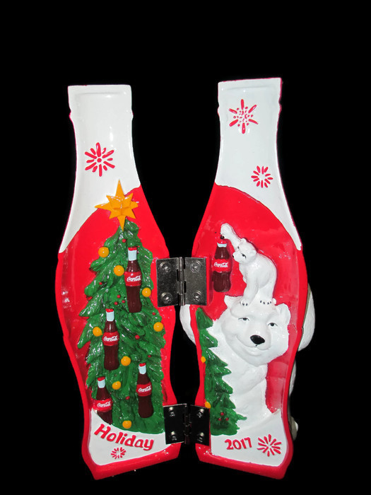 Coca-Cola 2017 Holiday Christmas Hinged Collectible Bottle Polar Bears Limited 