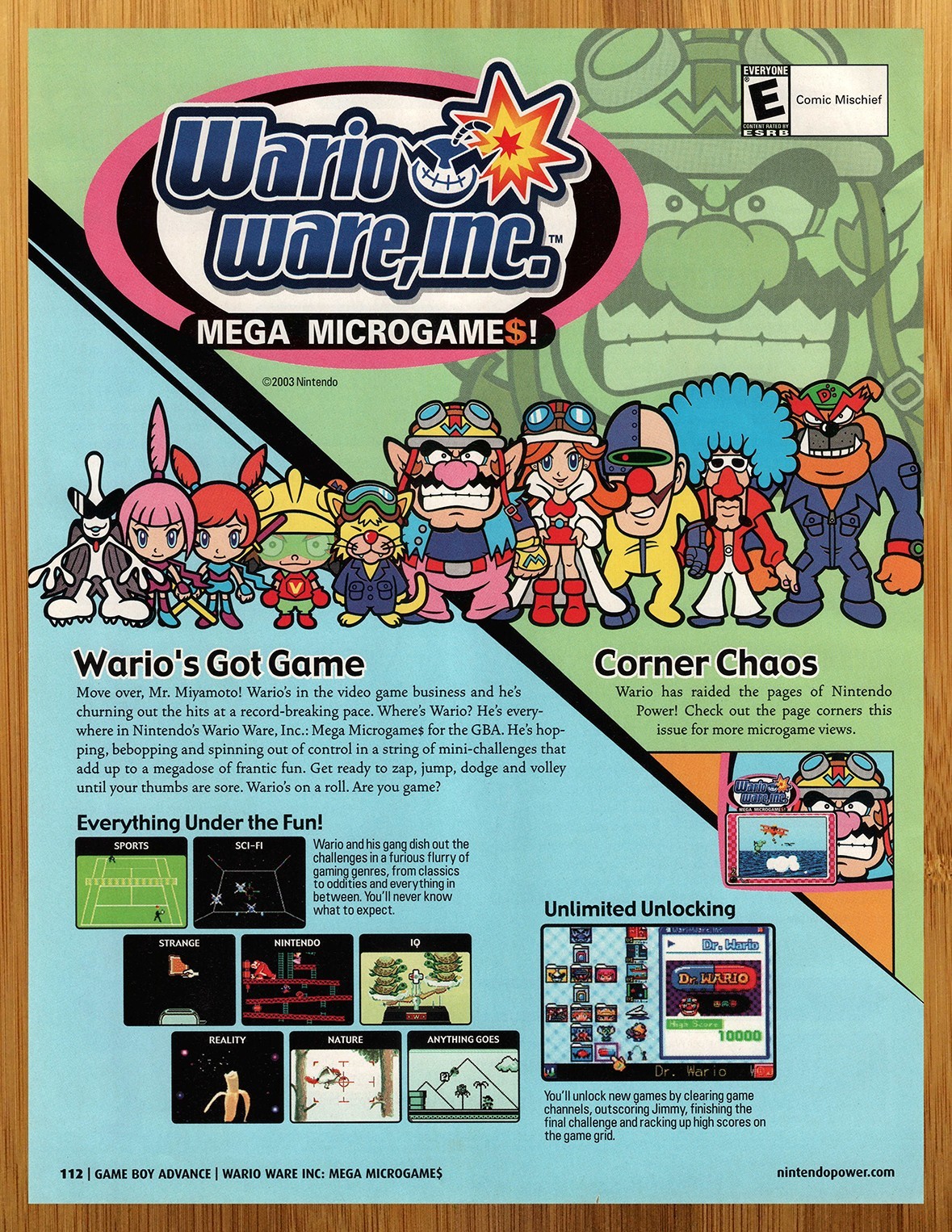 2003 Wario Ware Inc GBA Game Boy Advance Print Ad/Poster Authentic Promo Pop Art
