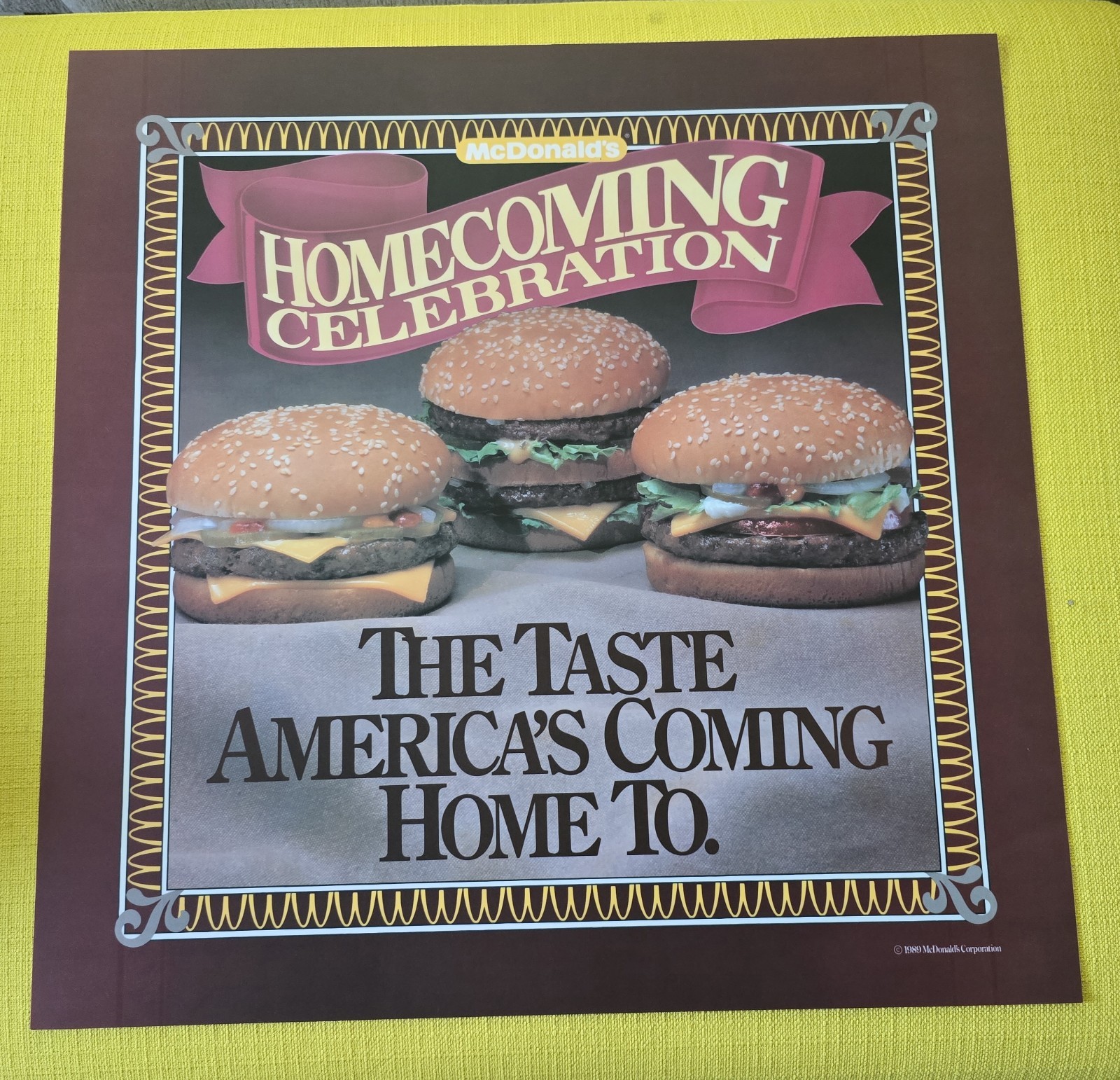 1989 vintage McDonald's Translite Sign HOMECOMING CELEBRATION 21.75